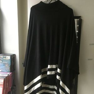 Calvin Klein Plus Size Striped Poncho Sweater